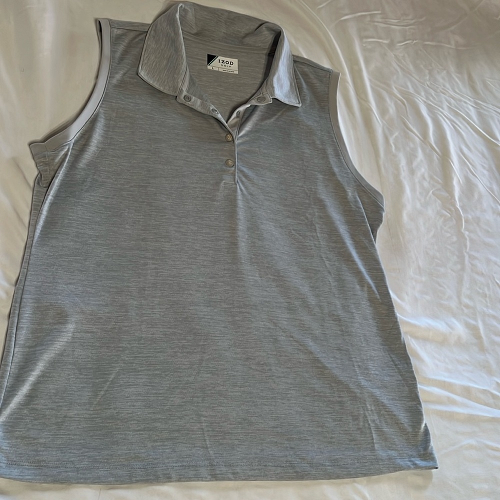 Izod women’s sleeveless golf shirt size large gray